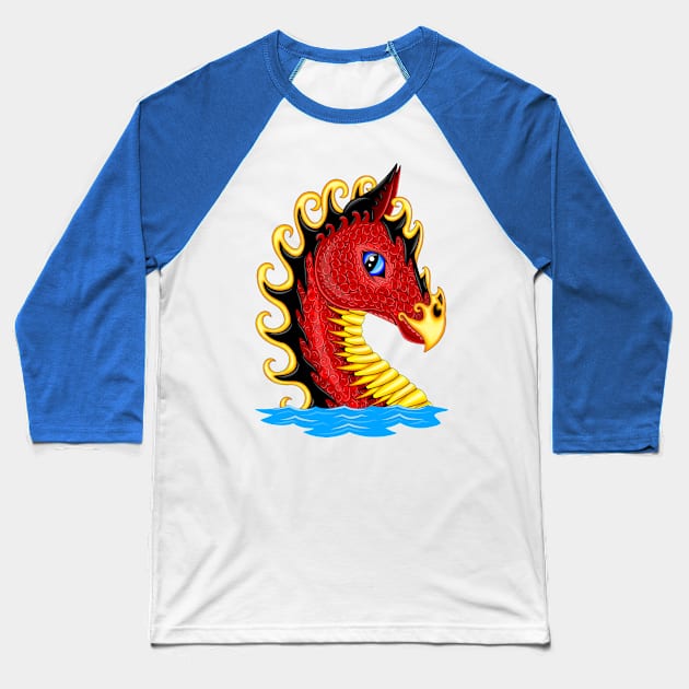 Red Water Dragon Baseball T-Shirt by MelanieJeyakkumar
